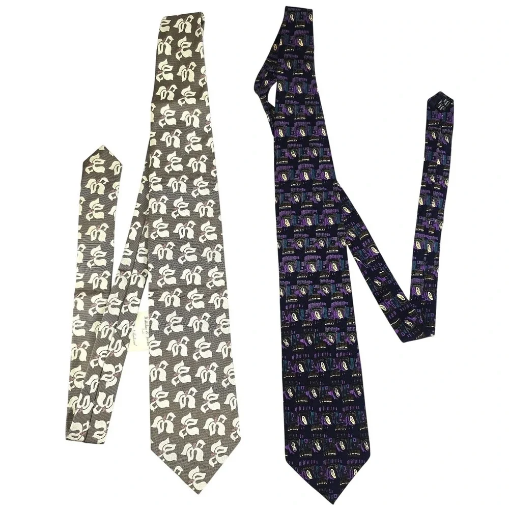 2 Italian Silk Ties Bundle NWT/ J Garcia Novelty Print Italy Fathers Day upscale